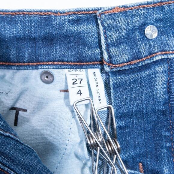 LOFT Blue Skinny Jeans with Stretch Mid-Rise - Picture 9 of 10